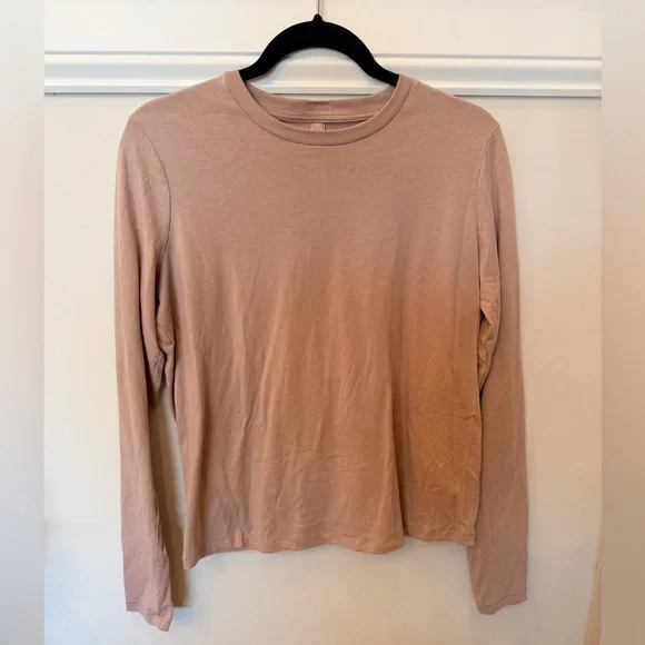 SKIMS Cotton Long Sleeve Crewneck Top in Dusty Rose - Picture 1 of 4